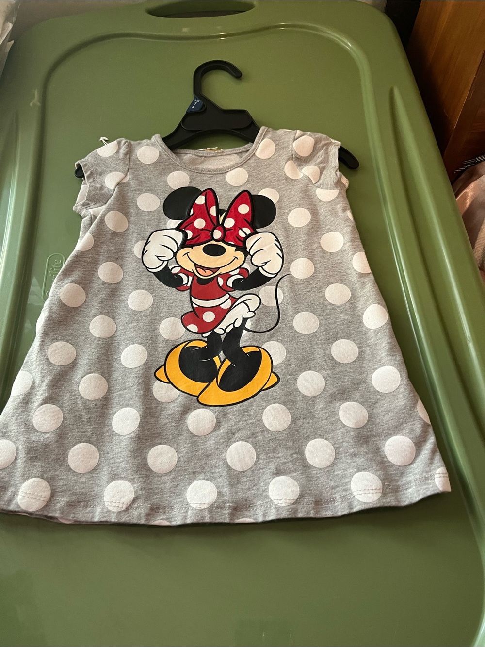 Disney Grey Polka Dot Minnie Mouse Casual Dress with Red Bow